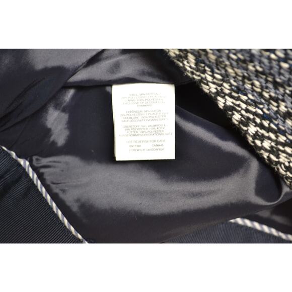 J. Crew Blue Black White Textured Tweed Lined Mini Skirt Raw Fringe Hem 12P - Picture 4 of 8